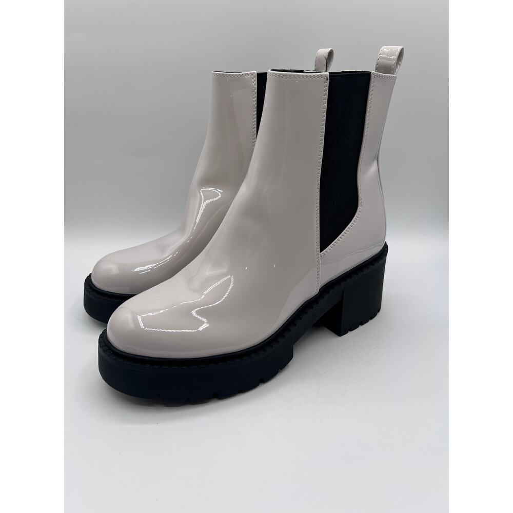 MADDEN GIRL TRUST LUG-SOLE CHELSEA BOOTIES BONE OFF WHITE PATENT WOMENS 9.5M NEW - Picture 6 of 13